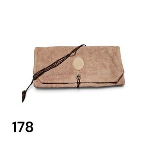 Vintage Tan Suede Jewelry Roll Travel Organizer Wrap Case Bohemian Brown